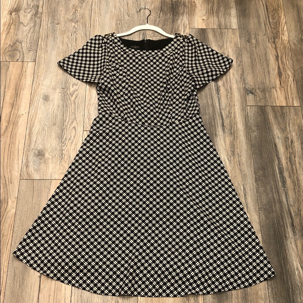 Talbots Black and White Patterned Midi Dress